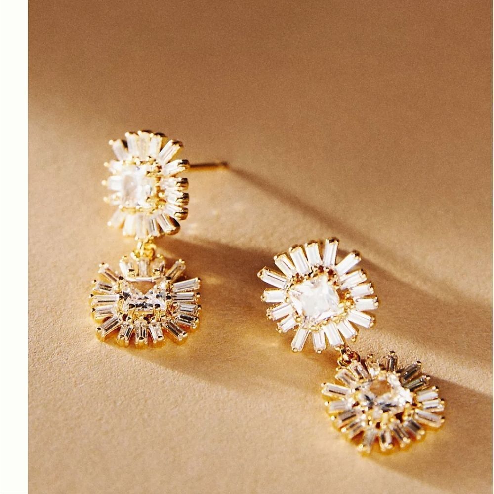 Theia For Anthropologie Amalie Double Drop Earrings